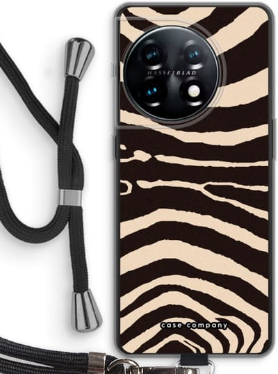 Case Company® - Hoesje met koord geschikt voor OnePlus 11 hoesje met Koord - Arizona Zebra - Telefoonhoesje met Zwart Koord - Bescherming aan alle Kanten en Over de Schermrand