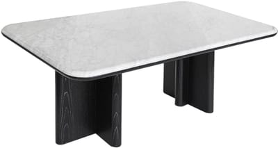 Vente-unique Salontafel van marmer met essen fineer - Wit en zwart - ZANESKA