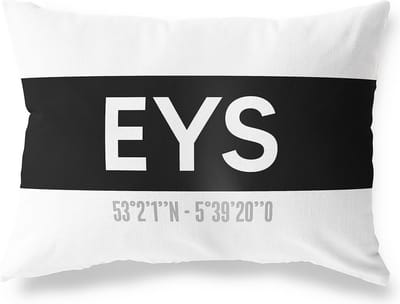 Tuinkussen EYS - LIMBURG met coördinaten - Buitenkussen - Bootkussen - Weerbestendig - Jouw Plaats - Studio216 - Modern - Zwart-Wit - 50x30cm