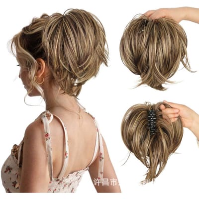 Synthetische DIY Klauw Clip In Pluizige Paardenstaart Pruik Haarextensies Haarpiece Haar Knot Nep Zwart Blond Natuurlijk Haar Pruik 86H10 beige
