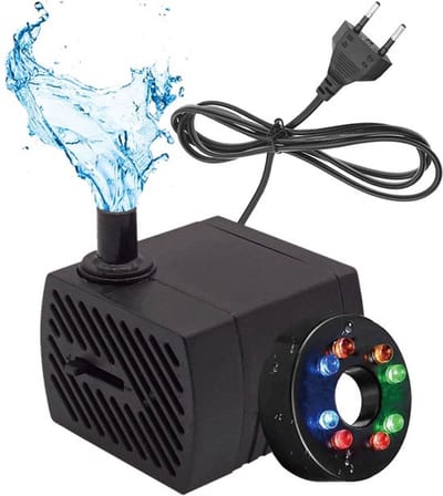 Mini-waterpomp met 8 leds - fonteinpomp 280 l/u 4 W - instelbare