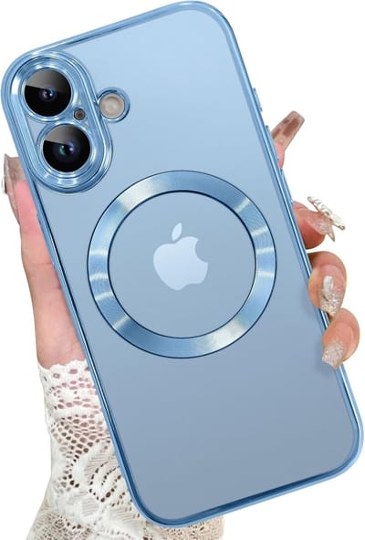 Magsafe Hoesje Geschikt voor iPhone 17 hoesje Transparant / Blauw - Lens beschermer – backcover