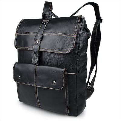 Go-To Zwarte Leren Backpack