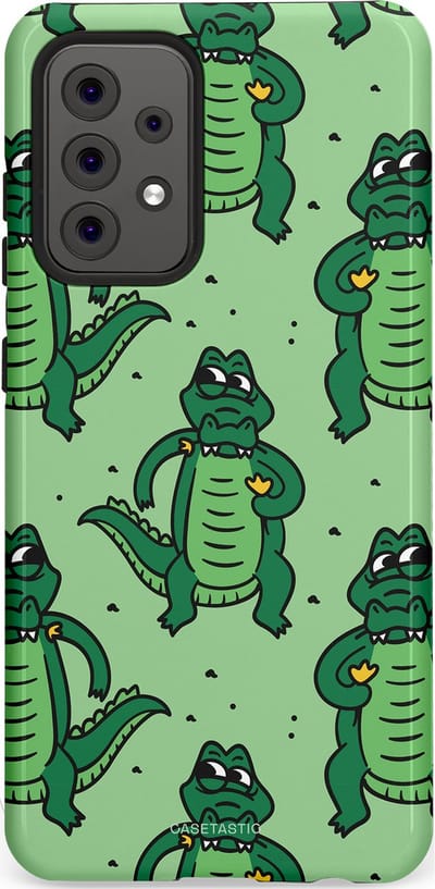 Casetastic hoesje geschikt voor Samsung Galaxy A52 (2021) 5G / Samsung Galaxy A52 (2021) 4G - Dubbellaagse bescherming - Kroko dans - Fashion Case - Mintgroen