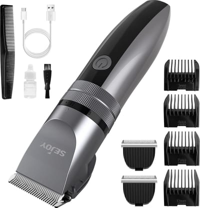 Eszenzics™ Professionele Tondeuse - Kapper - Trimmer Mannen - Snel Oplaadbaar - Hoog vermogen - 5 standen - RVS messen - 4 Opzetstukken -Hoofdhaar - Baard