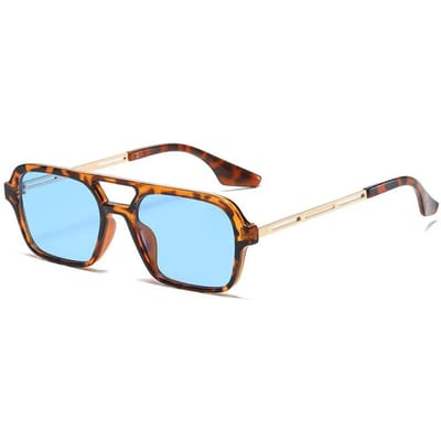 Double Bridges Dames Zonnebril Mode Roze Verloop Bril Vintage Hol Luipaard Blauwe Zonnebril Heren Zonnebrillen UV400 1PC