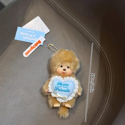 Porte-clés Kawaii Monchhichi Dessin animé Nouveau Pendentif Monchichi Charms à Suspendre pour Sac à Dos Porte-clés Mignon Monchich Cadeau de Fête gray