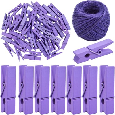 Mini Houten Haringen en Jute Touw - 50 Stuks - Creatieve Decoratie en Fotohangclips