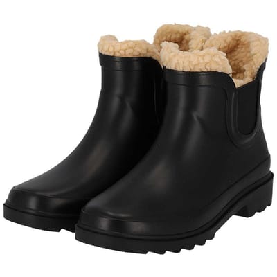 Chelsea regenlaarzen kinderen - Fake Fur voering - Rubber - Zwart - Zwart / 33/34