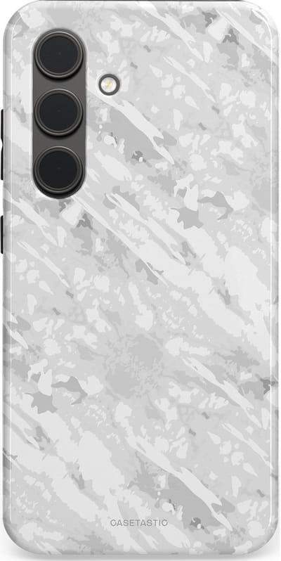 Casetastic hoesje geschikt voor Samsung Galaxy S24 - Dubbellaagse bescherming - Winterse Camouflage - Fashion Case - Lichtgrijs Wit