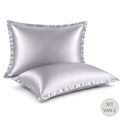 Satijnen Kussenslopen 60x70 - Grijs - Ademend & Temperatuurregulerend - voor Haar, Huid & Ontspanning - Set van 2