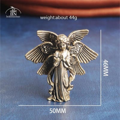 Cuivre Ange à Six Ailes Dieu Amour Cupidon Statue Petits Ornements Figurines d'Ange en Laiton Décorations de Bureau Accessoires de Décoration Intérieure black