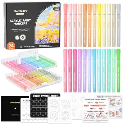 Automatische Inktcontrole Verfstiften Set - 24 Pastel Kleuren voor Rotsschildering en Kunstprojecten