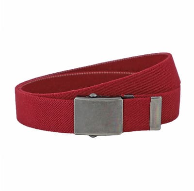 Landley Elastische Canvas Riem met Metalen Schuifgesp - Stretch - Koppelriem - Dames / Heren - Unisex - Rood - Lengte totaal 100 cm / Riemmaat 85