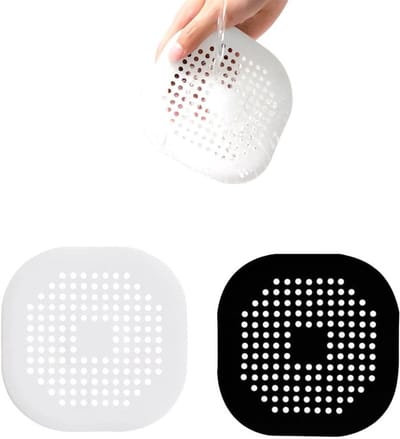 Set van 2 siliconen afvoerfilters met zuignap voor keuken en badkamer, ideaal voor het opvangen van haar en vuil in gootstenen en badkuipen.