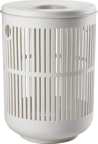 Zone Denmark Ume Wasmand met Deksel - 60 liter - Soft Grey (grijs) - Kunststof - Ronde Wasmand met Hengsel - Wasbox of Opbergmand