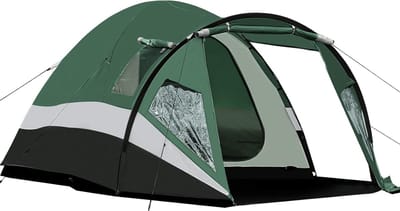 SnelShoppen - Portal 3-4 Man Tent met Veranda, 3000 mm Waterdicht, 180 cm Stahoogte, Familie Camping Tent met Woonruimte, Ingegane Grondzeil, Badkuip