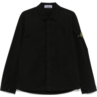 Stone Island SS25 Coton Supima Couleur Unie Boutonnage Caché sur un Côté Poche Poitrine Logo Manches Longues Chemise Veste Homme vestes K1S151200033S0010-V0029 S