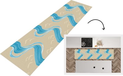 Keukenloper - Loper keuken - Patroon - Berg - Rivier - 200x50 cm - Keukenloper vinyl