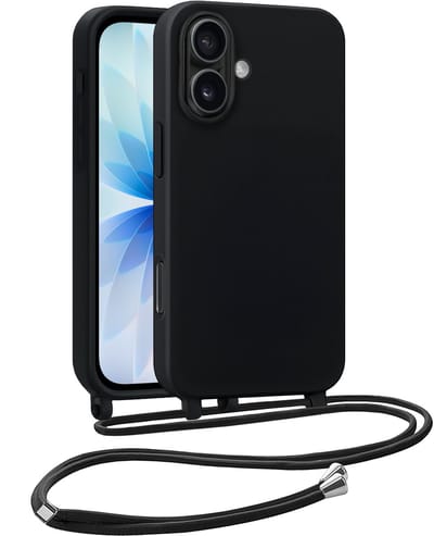 Hoesje Geschikt voor iPhone 17 Hoesje Siliconen Case Met Koord - Hoes Geschikt voor iPhone 17 Hoesje Backcover Met Telefoonkoord - Telefoonhoes - Zwart