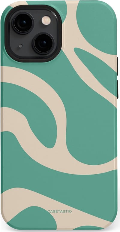 Casetastic hoesje geschikt voor Apple iPhone 13 mini - MagSafe - Dubbellaagse bescherming - Zand Groene Vlaktes - Fashion Case - Saliegroen Zand