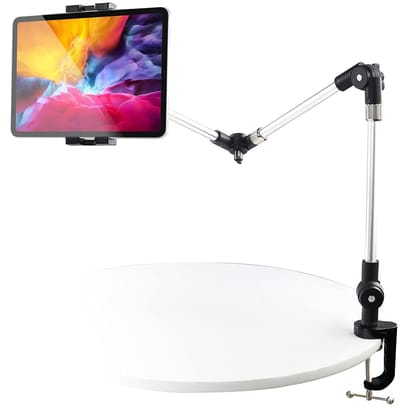 Dailygoods - Verstelbare Tafel Tablet Houder met Metalen Arm voor iPad en Telefoon