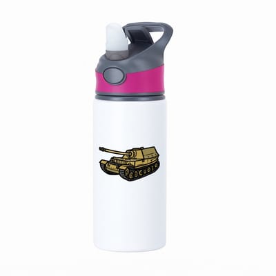 Hacebo® - Tank waterfles met rietje roze - Auto - militairs - Leger - voertuig - gevechtsvoertuig - water fles - 650ML