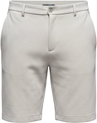 OMBRE Korte Broek - Slim Fit - Katoen - Knopen Lichtgrijs Gemêleerd L