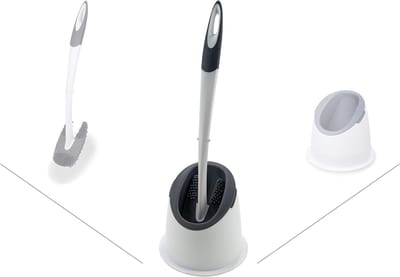 Toiletborstel set - Noppenborstel wc - Hygiënisch reinigen - Borstelloos ontwerp - 40 x 15 cm - Wit