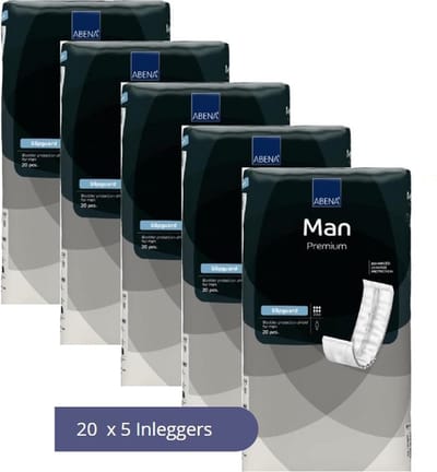 ABENA Man slipguard Premium - 100x Absorberend inlegger, karton, te Dragen in aansluitend Ondergoed - Voor het Matig urineverlies en Gevoelig Scrotum - Absorptie 900 ml