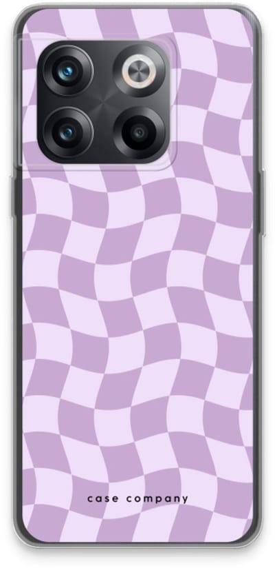 Case Company® - Hoesje geschikt voor OnePlus 10T hoesje - Grid Paars - Soft Cover Telefoonhoesje - Bescherming aan alle Kanten en Schermrand