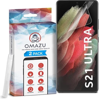 Samsung Galaxy S21 Ultra OMAZU 3D Flex TPU Screenprotector, 2 Pack - 100% vingerafdruk scanner compatible- Edge-to-Edge beschermingsfunctie, kras herstellende coating, geen glazen protector maar een Sumo Sterke Folie, Met impact reductie