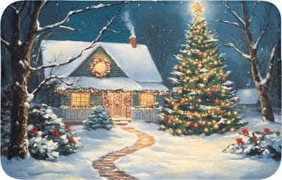 Badmat 80x50 cm - Antislip - Kerst - Kerstboom - Winter - Huis - Sneeuw - Badmatten voor badkamer - Badkamermat - Douchemat - Badkamer mat