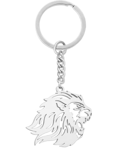 Leeuw Kop Sleutelhanger Zilverkleurig - Stoere Leeuwen Hanger - Roestvrij Staal / Stainless Steel - Pax Amare