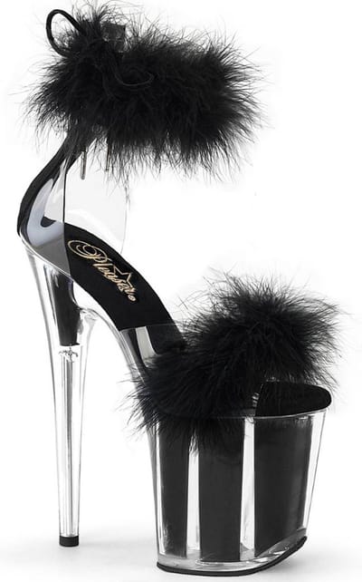 Pleaser - FLAMINGO824F Sandaal met enkelband, Paaldans schoenen - US 8 - 38 Shoes - Zwart/Zwart