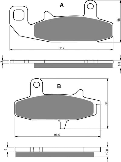 Plaquette de frein Gold Fren pour Moto Suzuki 650 DR 1992 à 1993 AVG / RUN/RN/RUP/RP SP44A/B Neuf