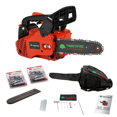 TIMBERPRO - Kettingzaag - Snoeizaag – Benzine - 25.4 cc - Zwaardlengte 25 cm - Transportzak - 2e ketting