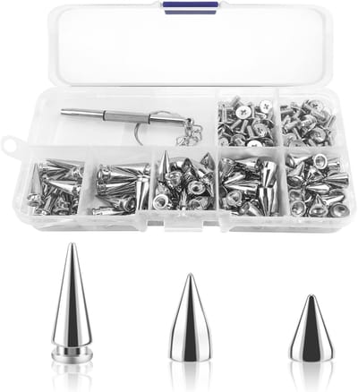 100 Stuks Metalen Conische Spikes, 7mm, Punk Rock Schroefstuds voor DIY Tassen, Kleding en Leren Projecten, Inclusief Schroevendraaier