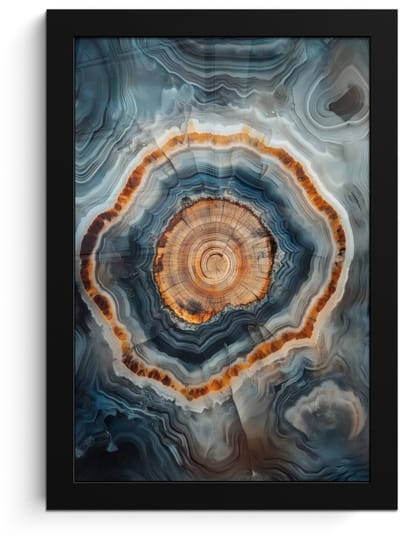 Poster in lijst - Fotolijst 20x30 cm - Posters - Cirkel - Ringen - Steen - Tinten - Posterlijst zwart - Decoratie - Wanddecoratie woonkamer - Muurdecoratie slaapkamer