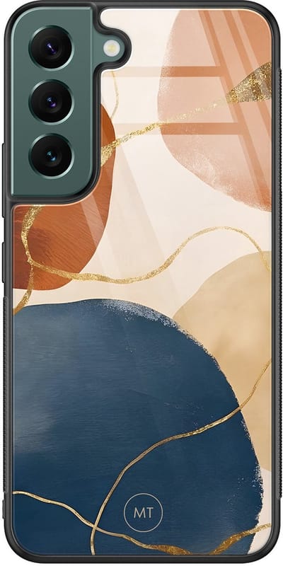 Hoesje geschikt voor Samsung Galaxy S22 - Abstract harmony - Hard Case Zwart Back Cover - Print - Multi - Mooie Telefoonhoesjes