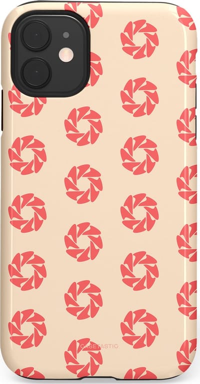 Casetastic hoesje geschikt voor Apple iPhone 11 - Dubbellaagse bescherming - Peach Bloem Cirkels - Fashion Case - Crème Koraal Perzik