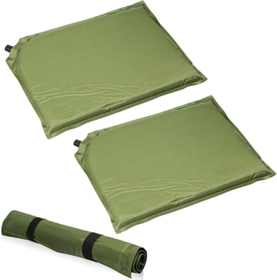 Thijox - Set van 2 Zelfopblazende Zitkussens 40x30 cm - Opvouwbaar Outdoor Camping Kussen - Ultralicht 140g - Legergroen - Voor Wandelen, Picknick, Vi