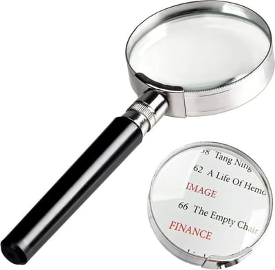 Vergrootglas Magnifier - klassiek - 90 mm - Glas - Metaal