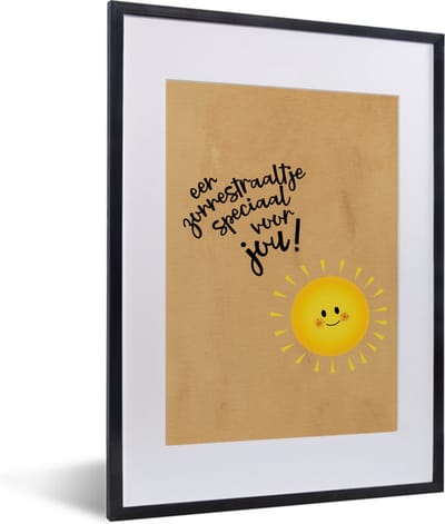 Fotolijst incl. Poster - Beterschap - Quote - Zon - 30x40 cm - Posterlijst