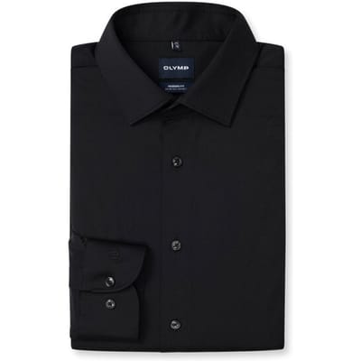OLYMP Luxor 24/Seven Overhemd, Modern Fit, New Kent, Zwart