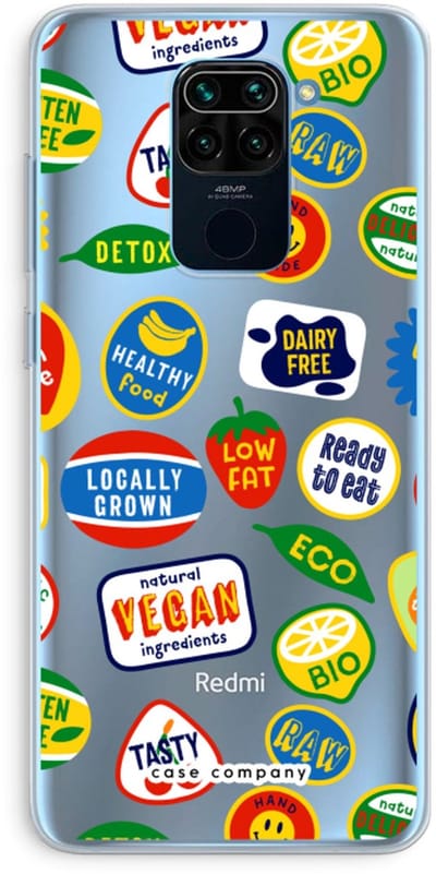 Case Company® - Hoesje geschikt voor Xiaomi Redmi Note 9 hoesje - Fruitsticker - Soft Cover Telefoonhoesje - Bescherming aan alle Kanten en Schermrand