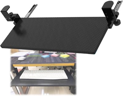 Toetsenbordplank Onder Bureau - Uittrekbare Plank - Werkplek Organiseren - C-Clamp Bevestiging - Tot 7.5 cm Dikte - Zwart