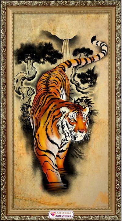 Artibalta Diamond Painting Parchment with tigers 30x60 cm AZ-4124 vierkante steentjes