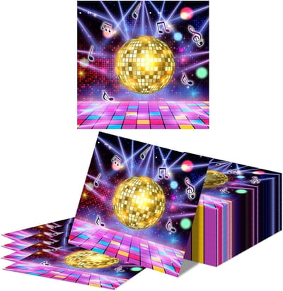 Papieren servetten 33x33cm - kleurrijk discobal ontwerp - 80 stuks - perfecte decoratie voor discofeesten - ShopVlot