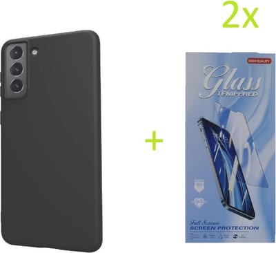 Soft Back Cover Hoesje Geschikt voor: Samsung Galaxy S20 FE TPU Silicone rubberen + 2xs Tempered screenprotector - zwart